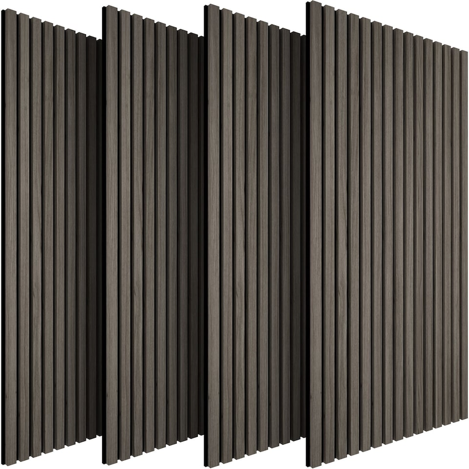 image 1 of Acoustic Wall Panels with Wood Veneer Slats, Thick Felt and Easy to Install | Grey | oak gray | 120 x 60 x 120 cm | 4