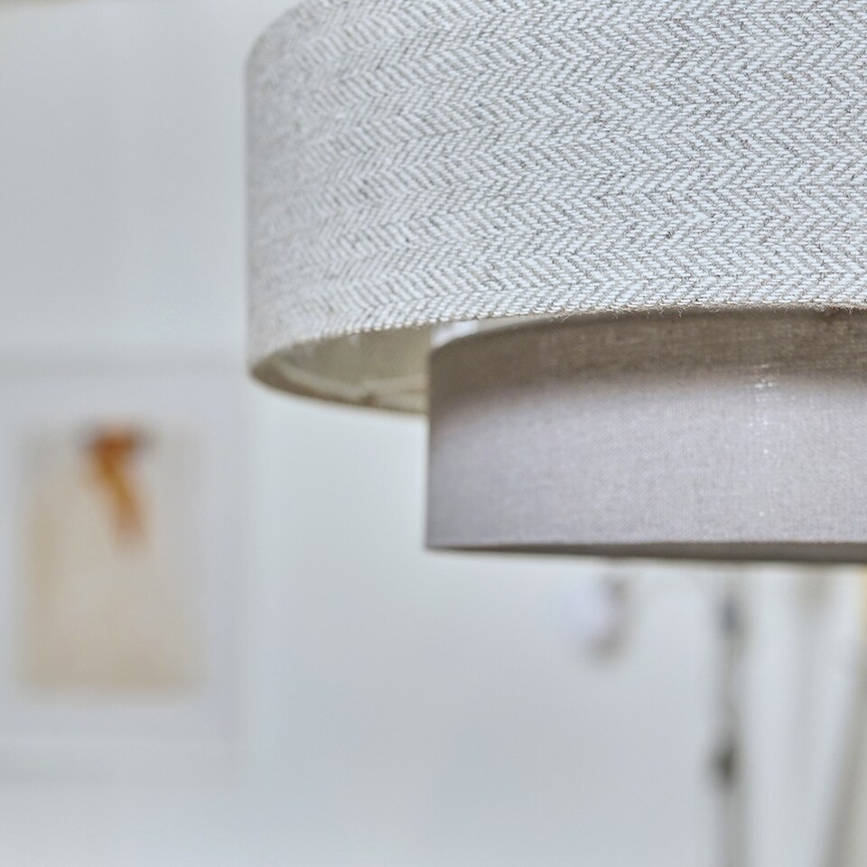image 1 of ValueLights Weaver Dark & Light Grey Herringbone Lamp Shade | Grey