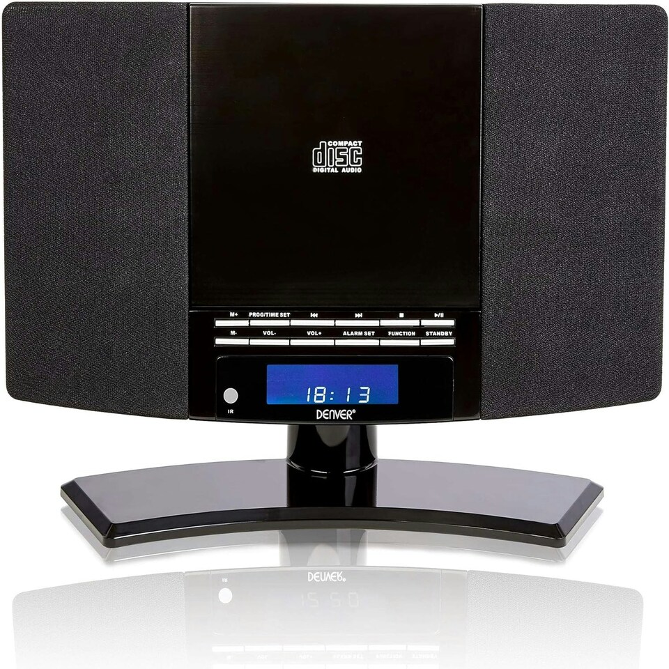 image 1 of Denver MC-5220 CD Player For Home HiFi System - CD Player With Speakers & Radio - Mains Power, Clock Radio, Remote Control, Desktop Stand/Wall Mounted CD Player