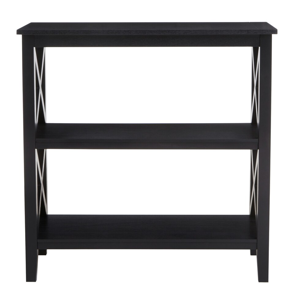 image 1 of Interiors by Premier Three Shelf Black Book Case, Pine Wood Tall Book Shelf, Large Book Case for Home & Office Black