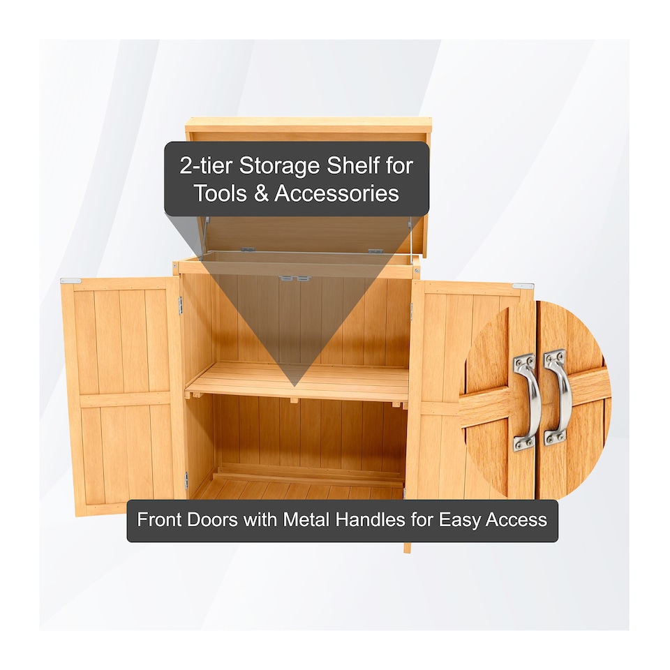 image 1 of Groundlevel Double Front Doors Wooden Garden Potting Shed With Internal Shelf | Cream | Natural