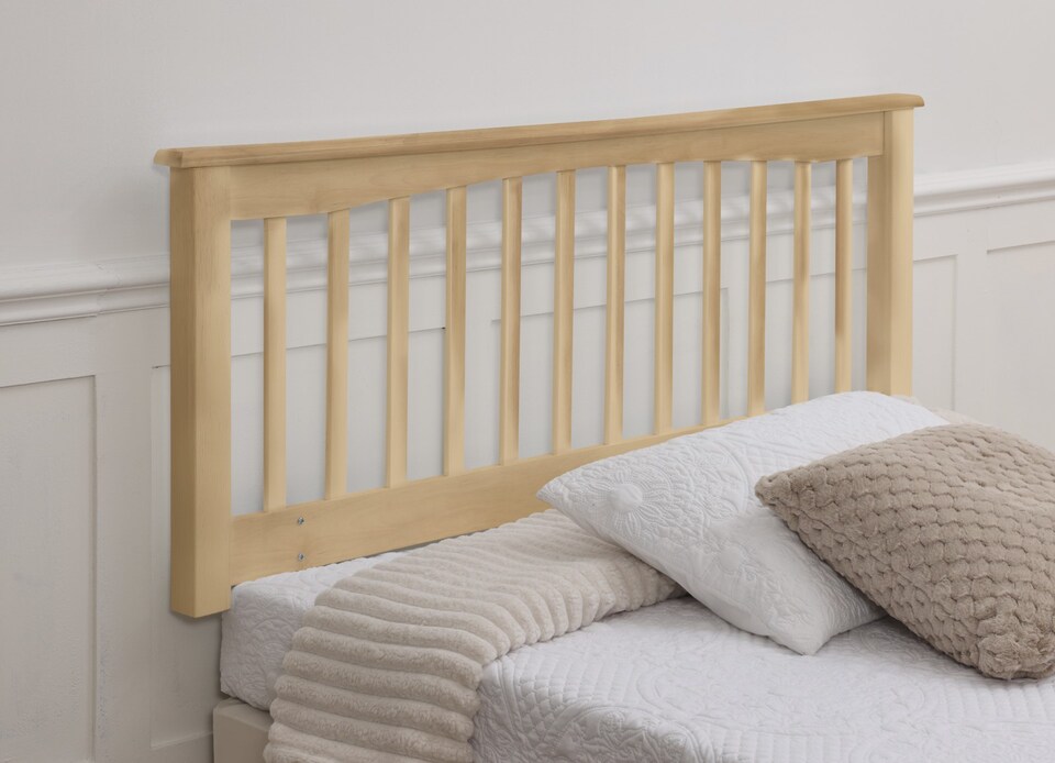 image 1 of 5ft King Size Beech wood finish solid,chunky headboard bed head end board. | Clear | 5ft King Size | 1