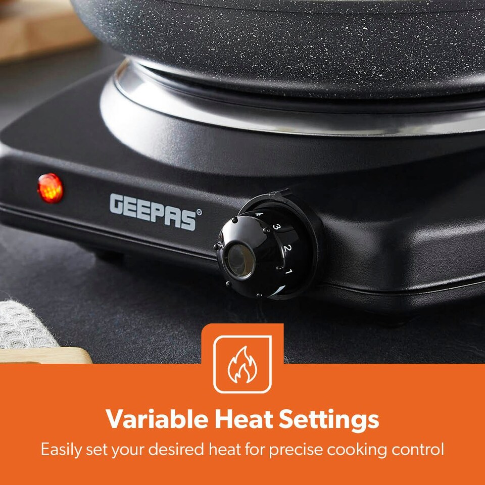 image 1 of GEEPAS Single Ceramic Hot Plate, 1200W Black