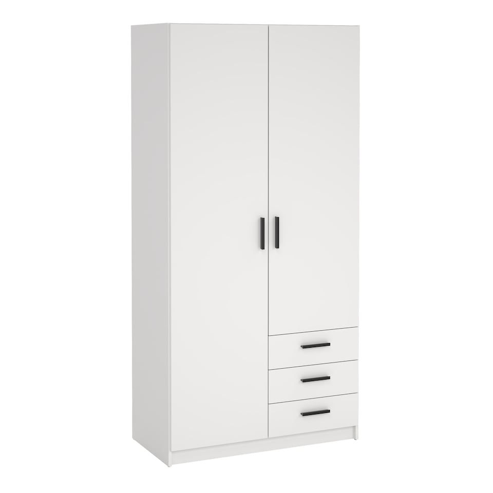 image 1 of Sprint Wardrobe with 2 Doors + 3 Drawers in White