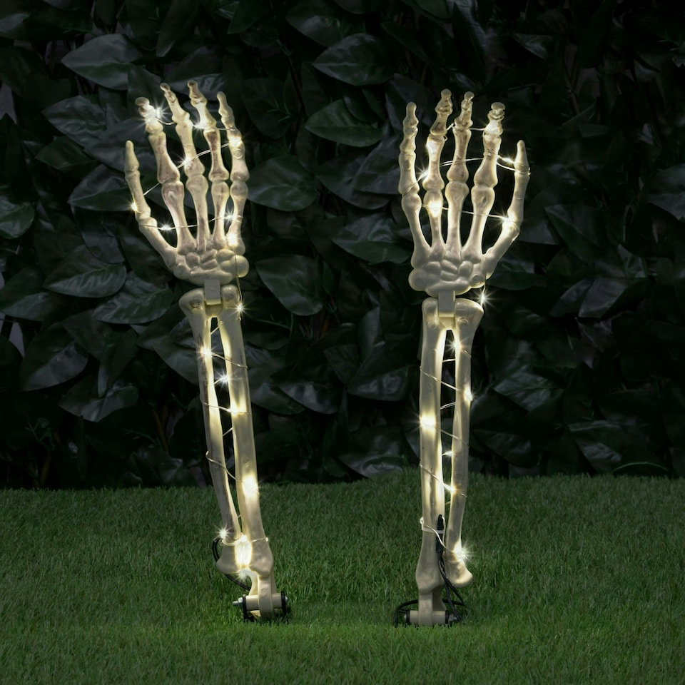 image 1 of Set of 2 Skeleton Hands Stake Lights