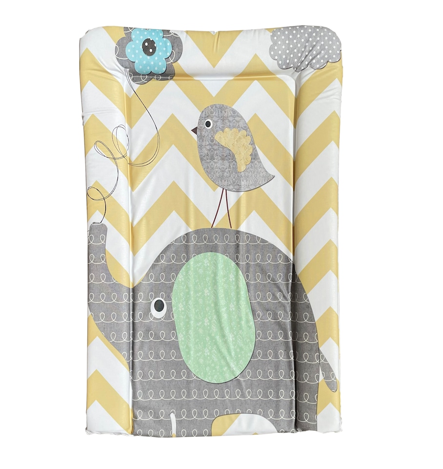 image 1 of Babybase Padded Changing Mat 74 x 46cm Elephant Chevron