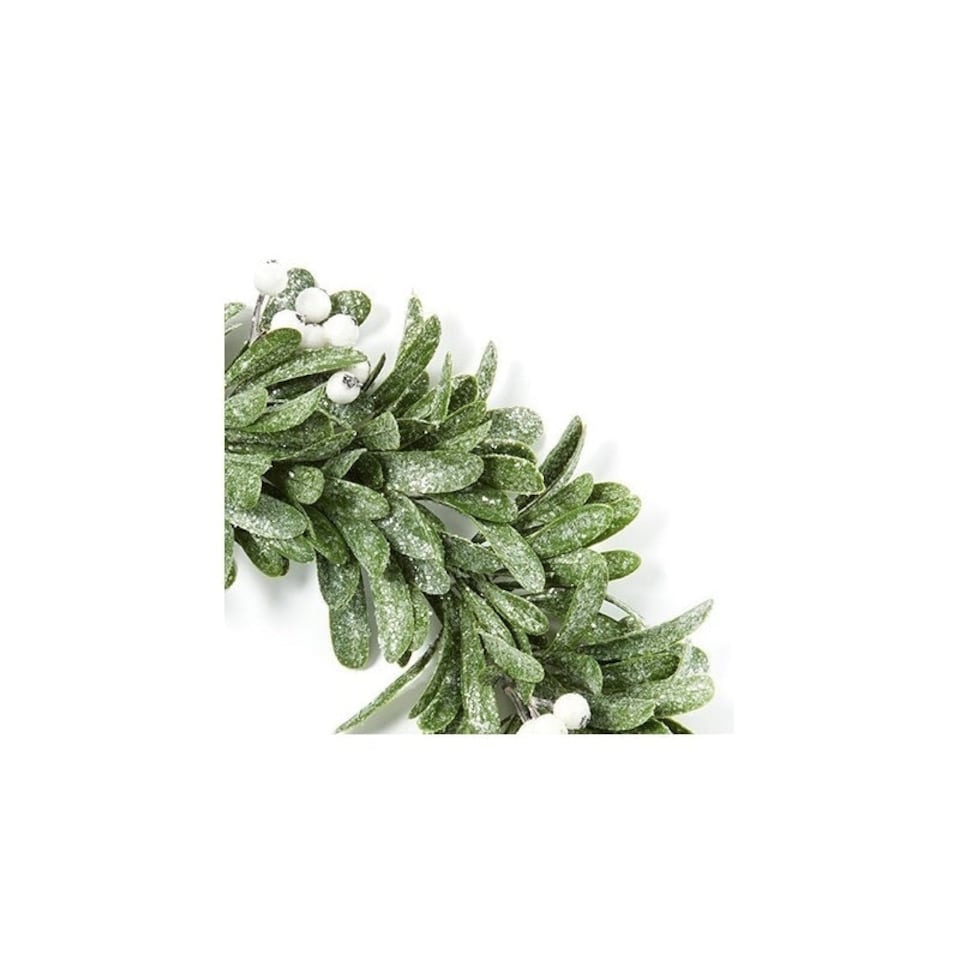 image 1 of Premier Artificial Door Wreath Frosted Mistletoe White Berries 35cm