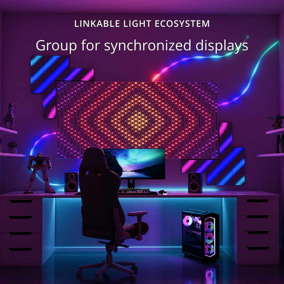 image 1 of Twinkly Squares 3 Extension Panels USB-C Black