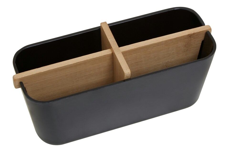 image 1 of Orsina 4 Section Black Storage Organizer, Desk Organizers For Tools, Sturdy Kitchen Drawer Organizer For Utensils