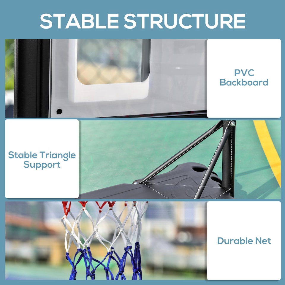 image 1 of HOMCOM 5-7FT Height Adjustable Basketball Hoop and Stand, Freestanding Portable Basketball Hoop System with Fillable Base, Wheels, for Teens, Juniors, Adults, 1.55-2.1m