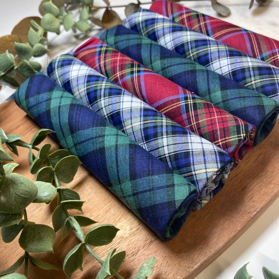 image 1 of Warwick & Vance Pack Of 6 Tartan Design Cotton Handkerchiefs