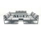 image 2 of Fimous 11 Seater Garden Sofa Set Aluminium Furniture Rising Dining Tabe Set with Side Table 2 Big Footstools Dark Grey