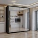 image 2 of Sliding wardrobes 4U Modern Full Mirror Sliding Door Wardrobe Multi Size & Color Options - 203cm Black | 203cm