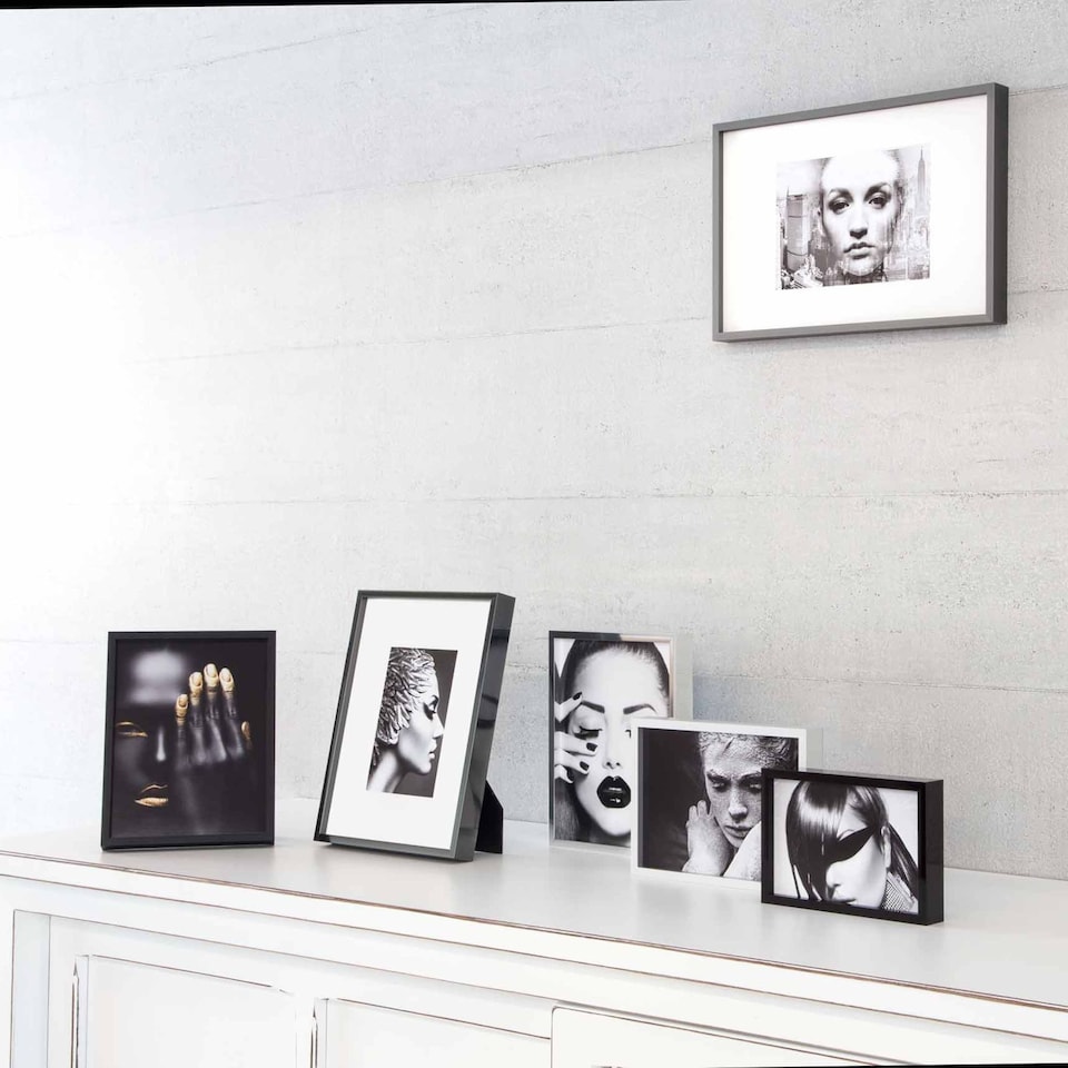 image 1 of Nielsen Alpha Aluminium Picture Frame - Real Glass - Polished Black - 24cm x 30cm