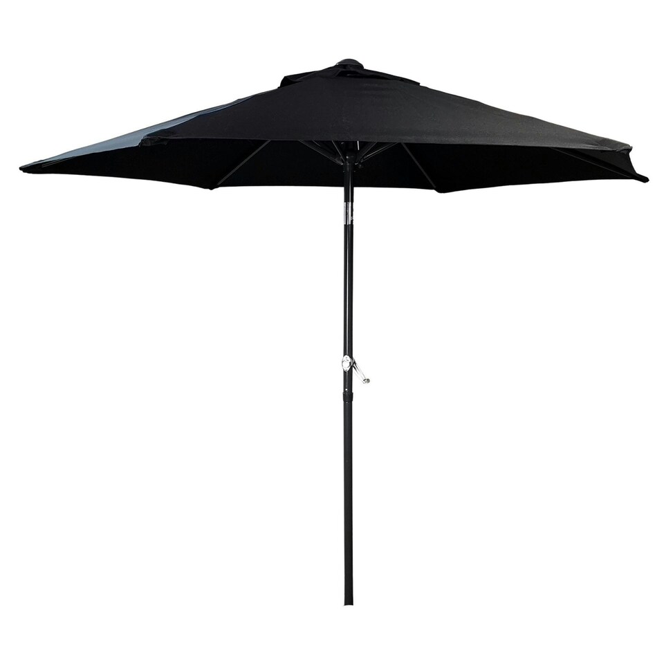 image 1 of 2m Aluminium Garden Patio Sun Shade Parasol with Tilt and Crank in Black