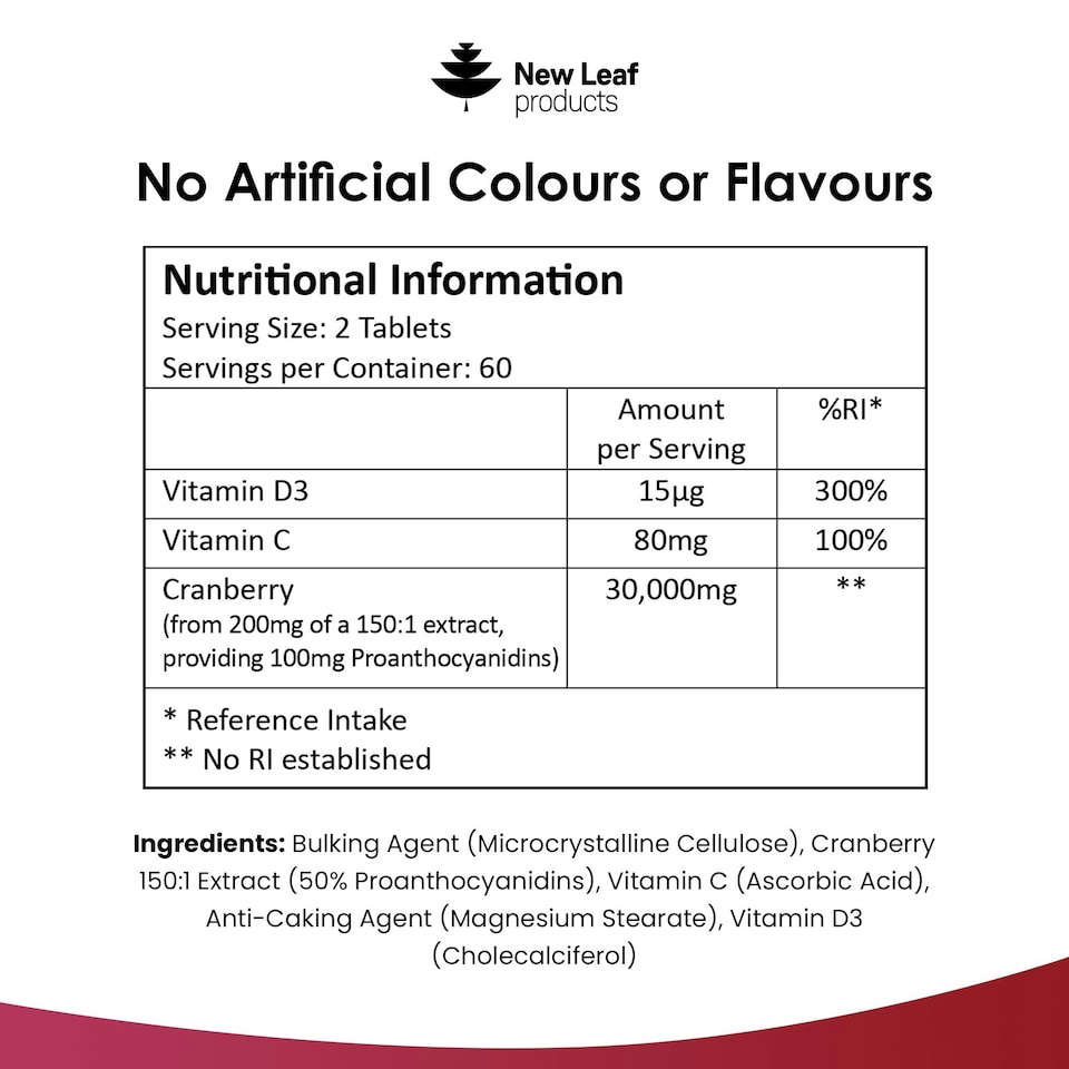 image 1 of Cranberry Tablets 3x Strength 30,000mg +Vitamin C&D