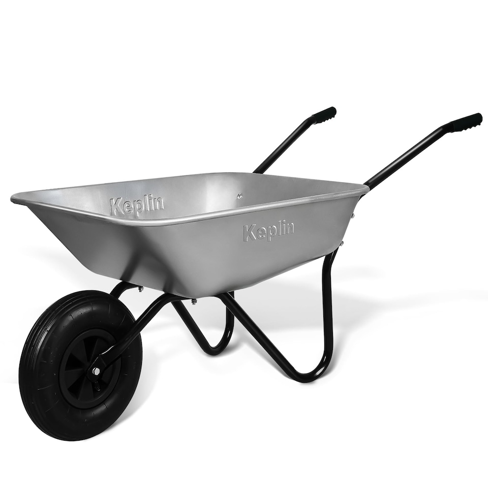 image 1 of Keplin Garden Wheelbarrow Galvanised Steel with Single Pneumatic Tyre