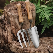 Kent & Stowe Stainless Steel Hand Trowel and Fork Set | Brown | 1 x Hand Trowel, 1 x Hand Fork | 1