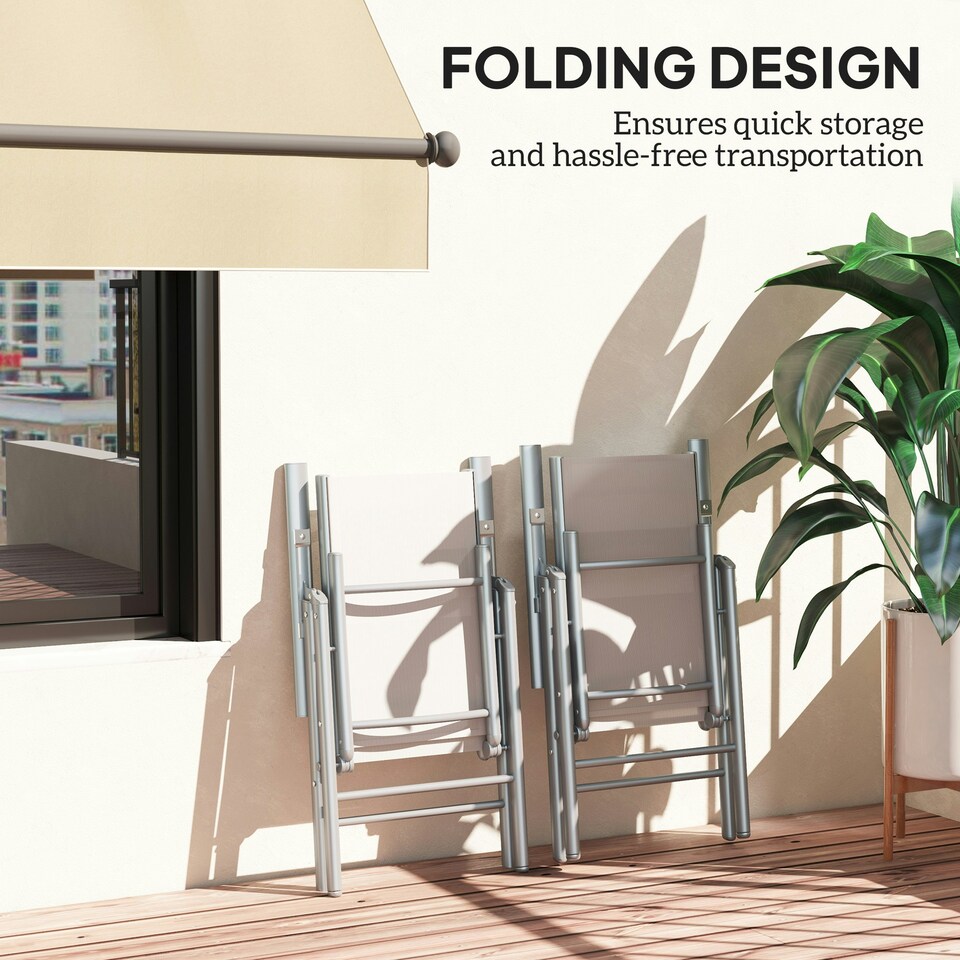 image 1 of Outsunny 2PCS Folding Chair w/ Breathable Mesh Back and Seat | Grey | Light Grey | One Size