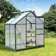 image 2 of Outsunny 6x4ft Walk-In Polycarbonate Greenhouse Plant Grow Galvanized