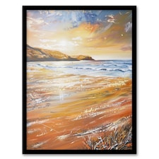 Woolacombe Bay Seaside Sunset Coastal Home Decor Black Framed Wall Art Print A4