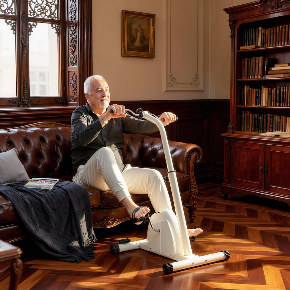 image 1 of SPORTNOW Seated Pedal Exerciser, Hand Arm Knee Leg Exercise Bike, Height-adjustable, with LCD Display, Adjustable Resistance and Massage Rollers for Elderly Rehabilitation