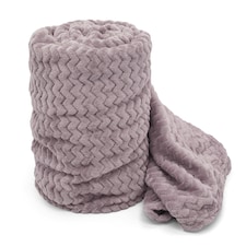 Velosso Moda Ribbed Chevron Super Soft Blanket - 150cm x 200cm Purple | Mauve