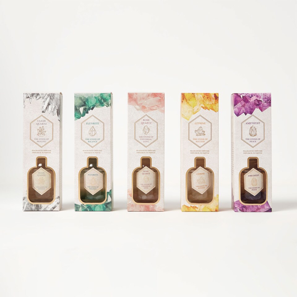 image 1 of Homescapes Clear Quartz Crystal Reed Diffuser – Fresh Linen Scent