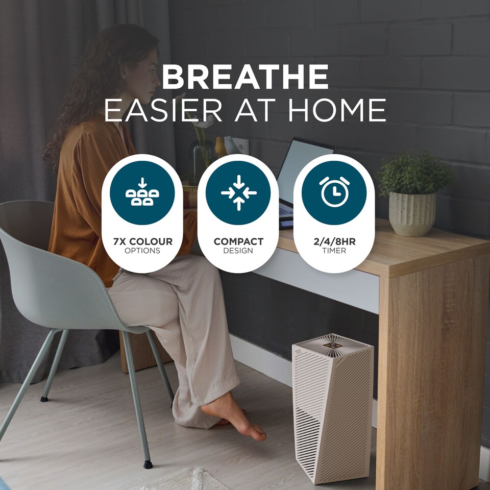 image 1 of DMD Smart Air Purifier with HEPA13 Filter Removes 99.97% Pollen, Dust, Mould, Bacteria, Viruses | White