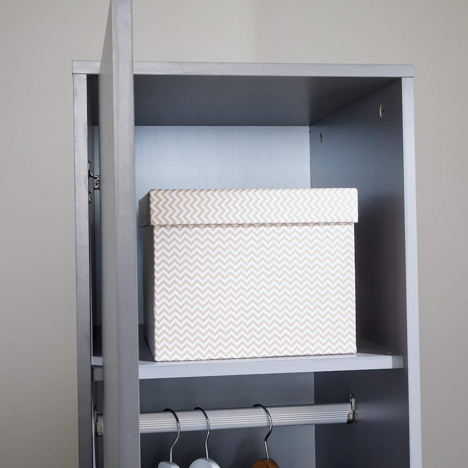 image 1 of Phoenix Wardrobe 1 Door Space Saving Bedroom Home Furniture Clothing Storage Unit | Grey