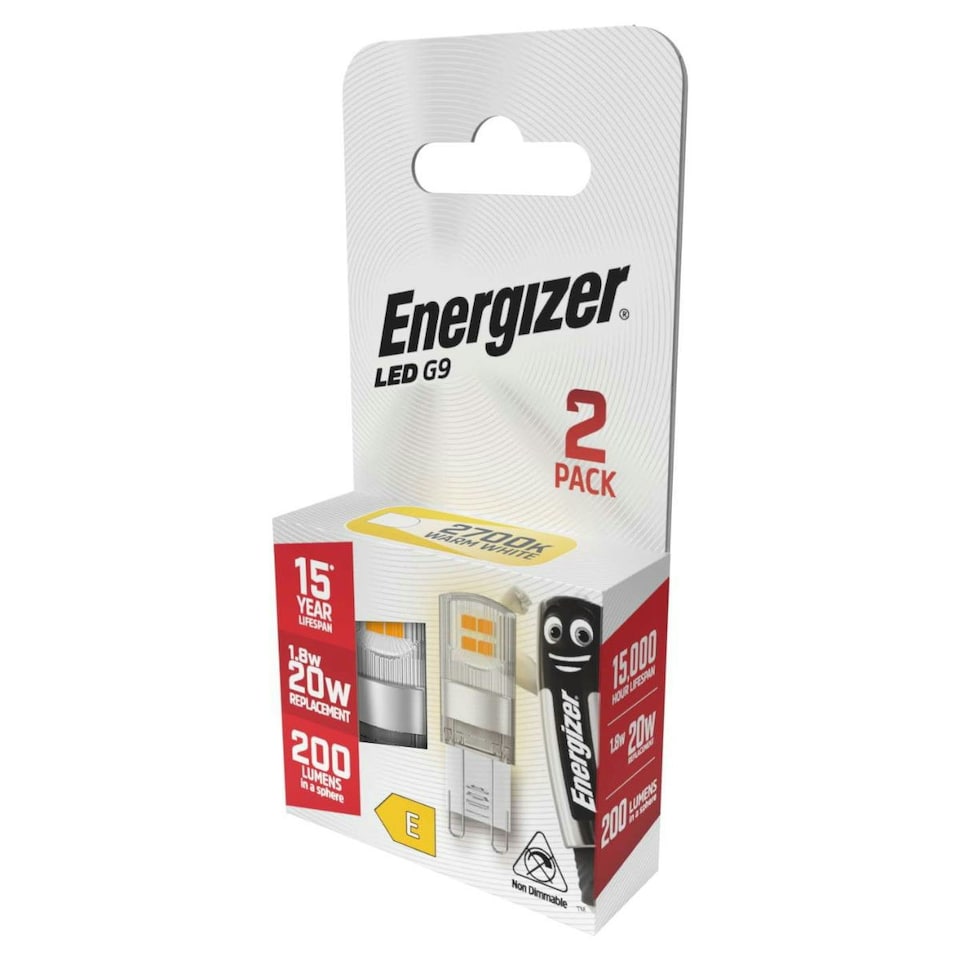 image 1 of Energizer LED G9 Bulb 200lm 1.8W 2700K (Warm White) - Box of 2