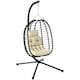 image 2 of Outsunny Rattan Hanging Egg Chair, Foldable Wicker Hammock Swing Chair with Cushion, Stand, Adjustable Height, Head Pillow, Steel Frame for Garden Patio Indoor Outdoor, Cream White | Cream | Cream