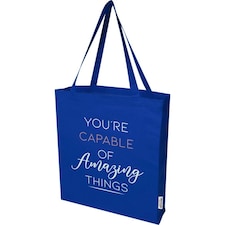 Madras Recycled Cotton Gusseted Tote Bag - Royal Blue - One Size Blue
