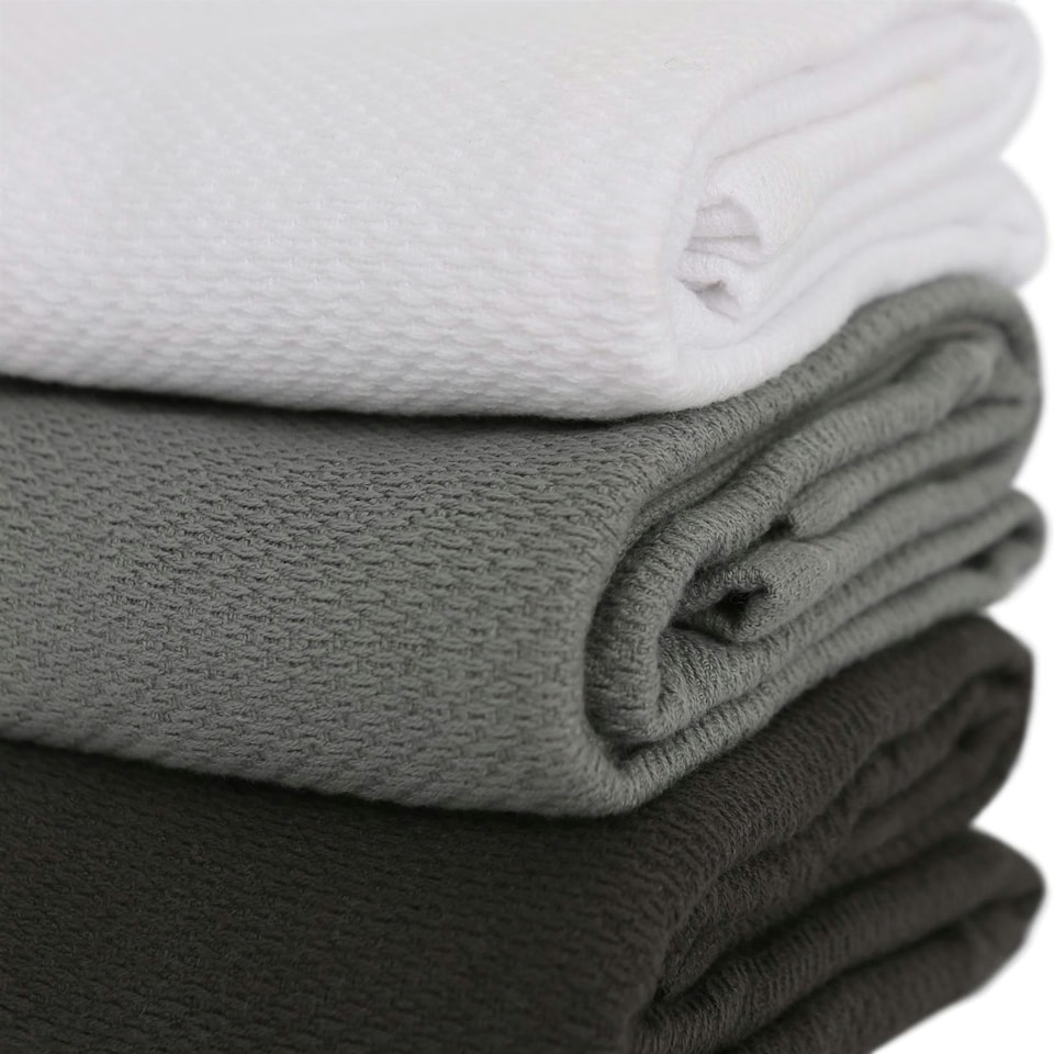 image 1 of Nicola Spring Deluxe 100% Cotton Kitchen Tea Towels Cleaning Drying Cloth - 60cm x 40cm - Charcoal - Pack of 4