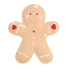 Something Different Ceramic Gingerbread Man Plate - Brown/Red - One Size