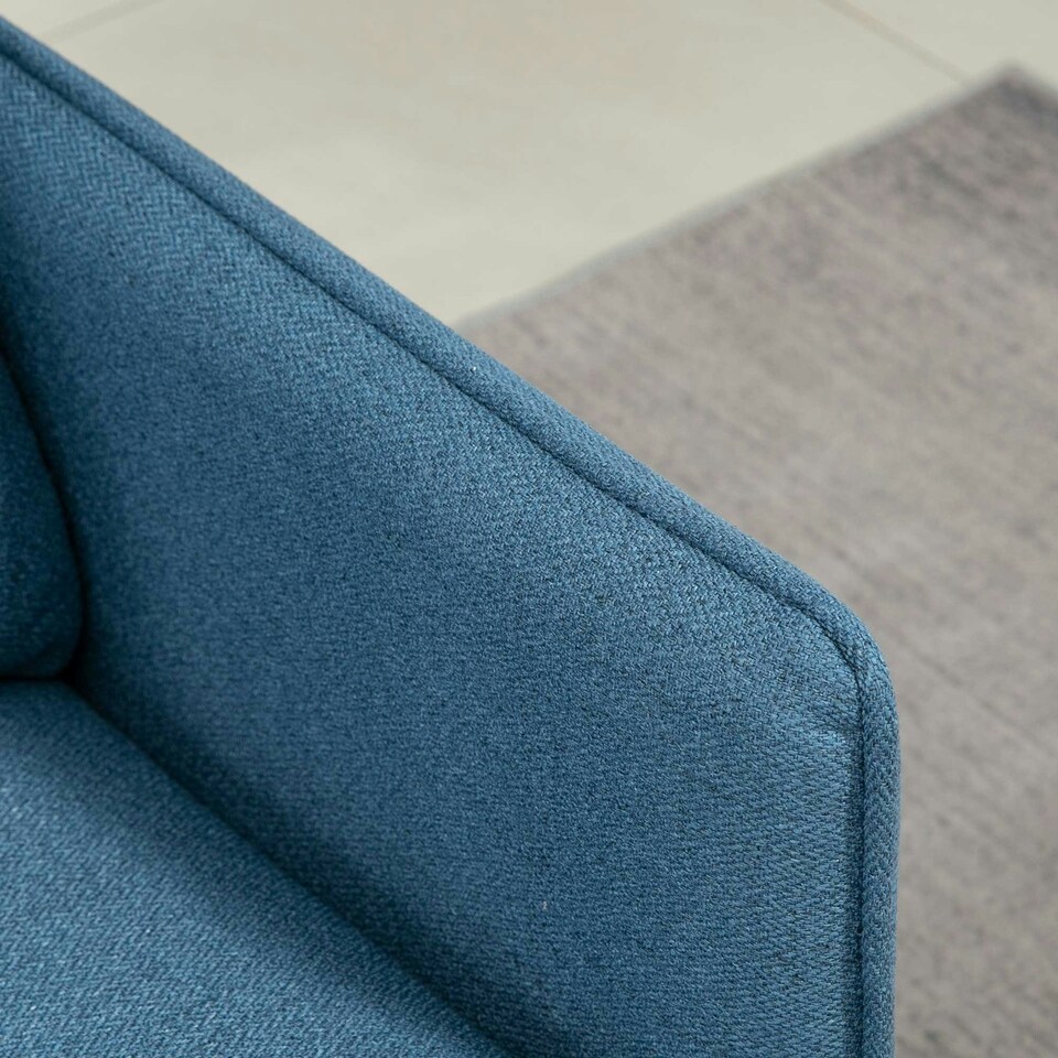image 1 of HOMCOM Modern Upholstered Two Seater Sofa for Bedroom Living Room Dark Blue