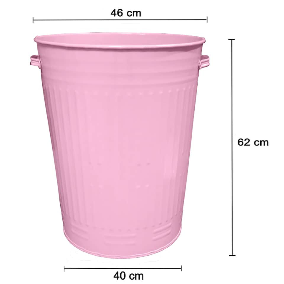 image 1 of 90L Retro Style Metal Dustbin Suitable for Indoor or Outdoor - Classic Pink Bin Steel Dustbin for Animal Feed, General Waste, Storage - 90 Litre