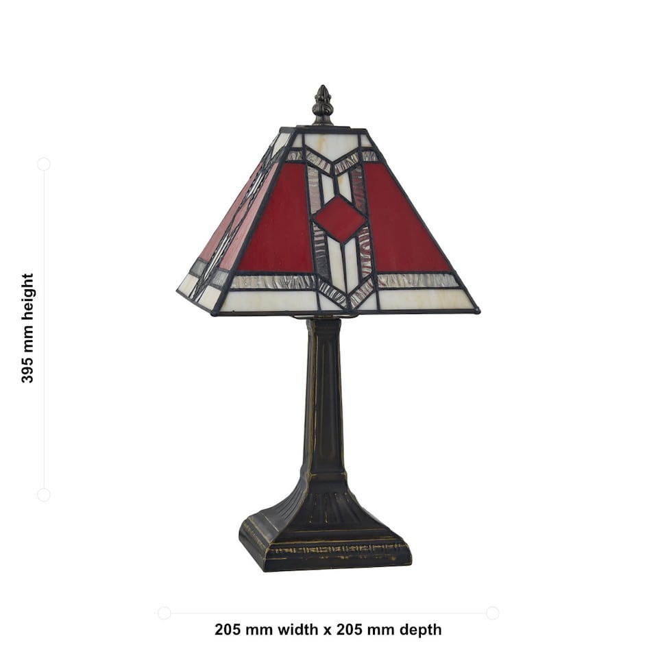 image 1 of Set of 2 Avon - Tiffany Coloured Glass 39cm Table Lamps
