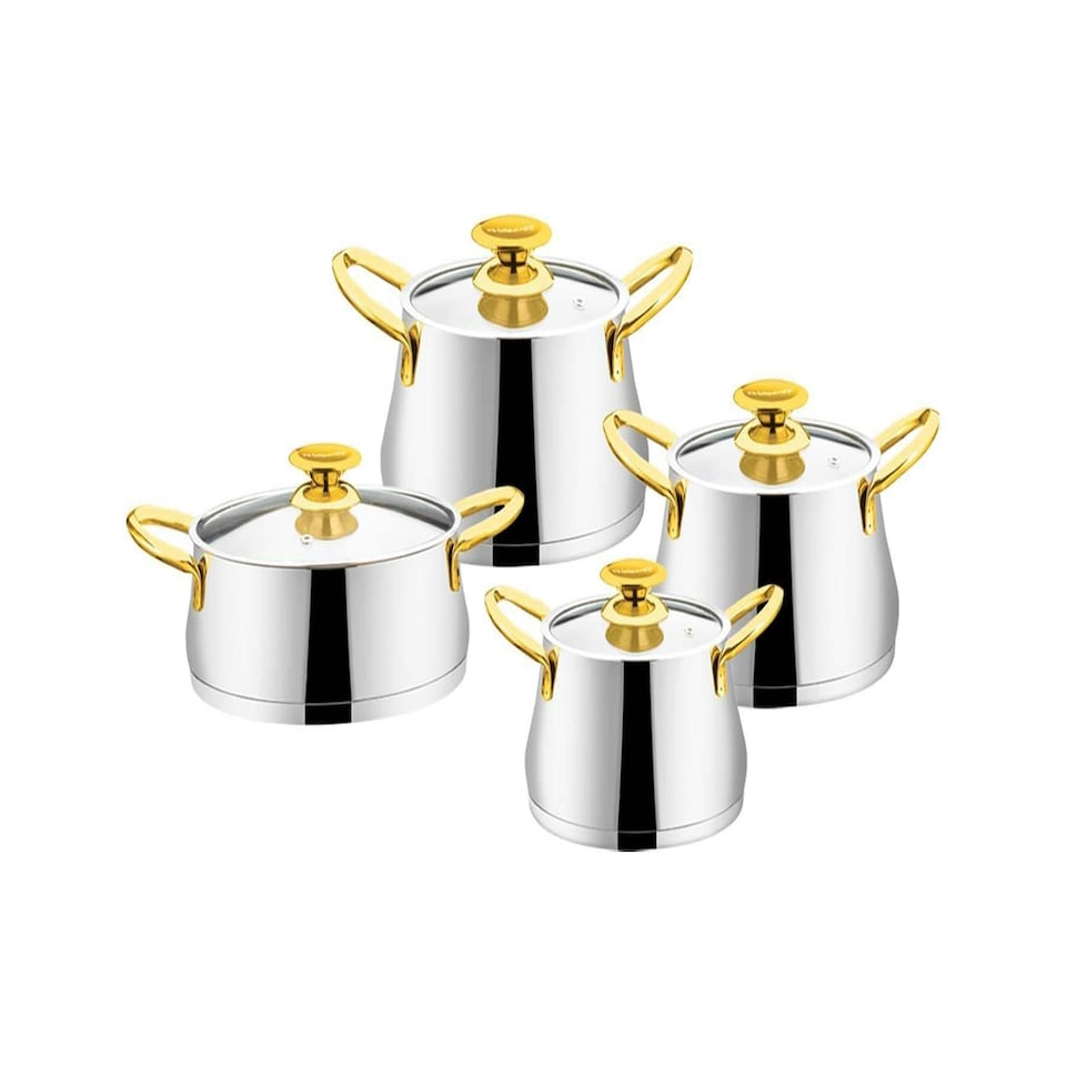 Azura Collection 8-piece Stainless Steel Cookware Set (Gold Handles)