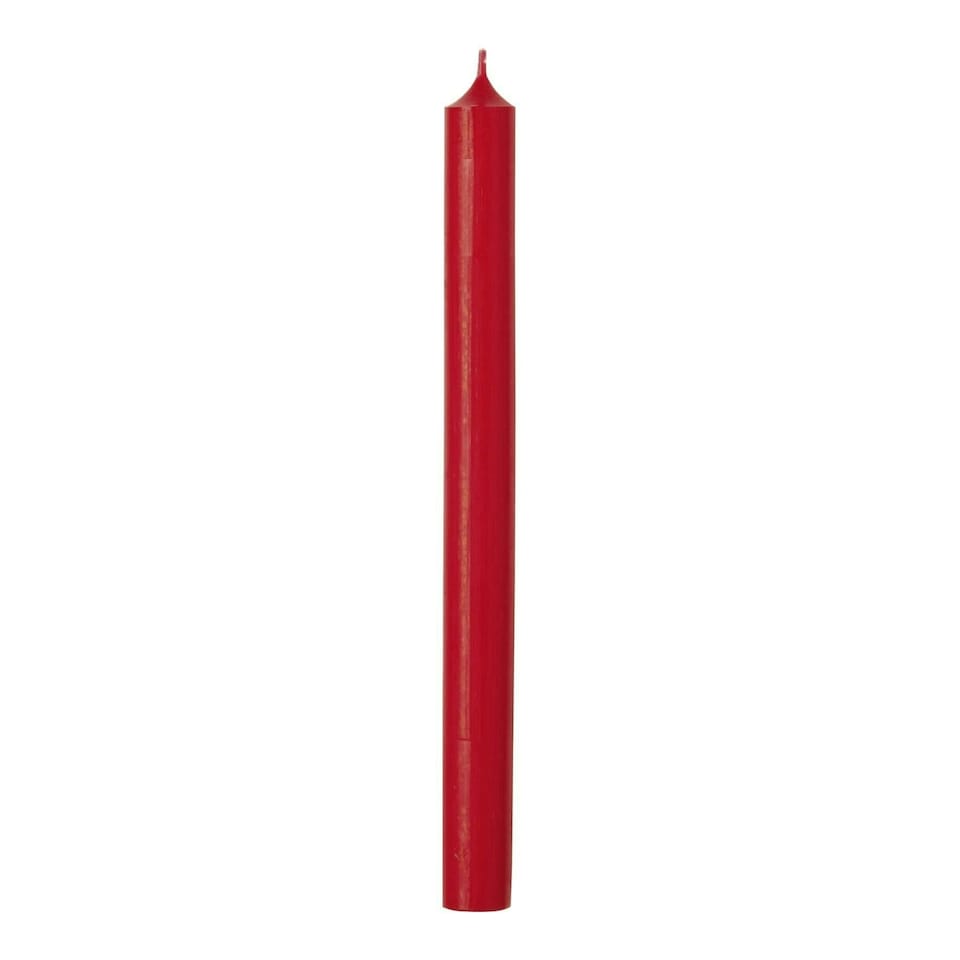 IHR Dinner Candle Tall Solid Coloured Unscented 25cm Red
