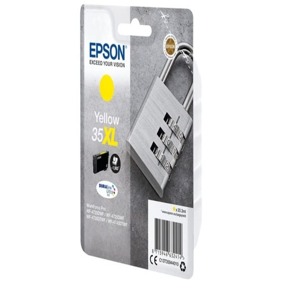 image 1 of Epson 35XL Yellow Padlock High Yield Genuine Ink, Claria Photo HD Ink Cartridge
