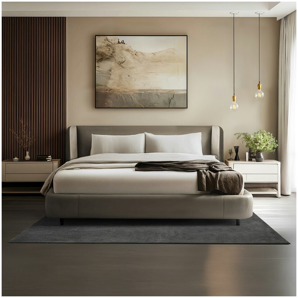 image 1 of Rug Zonelle - short pile and ultra-soft, rectangular or round Grey | Anthracite | 140 x 200 cm