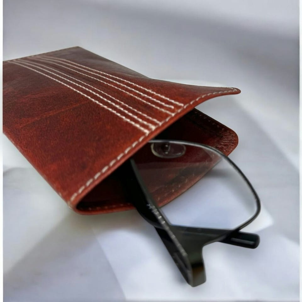 image 1 of CRICKET-GIFTS - Buffalo Leather Glasses Case | Red Leather Exterior | Includes Card Holder Red