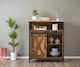 image 2 of Industrial Storage Cabinet with Sliding Door, Adjustable Shelf, Open Compartment for Entryway & Living Room