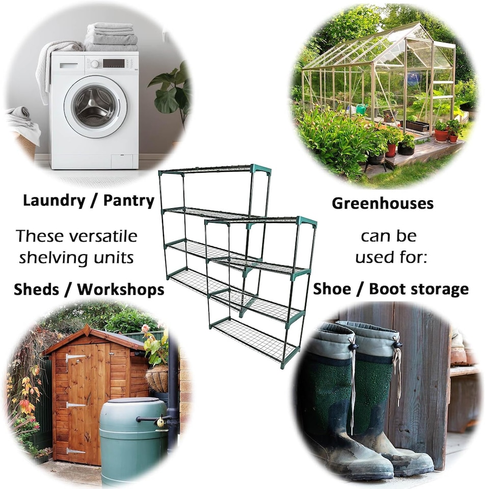 image 1 of Flower Staging Display Greenhouse Shelving Racking 4 Tier Garden Pot Plants 2pcs