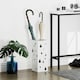 image 2 of HOMCOM Metal Umbrella Stand, Square Umbrella Basket with 4 Hooks Drip Tray White