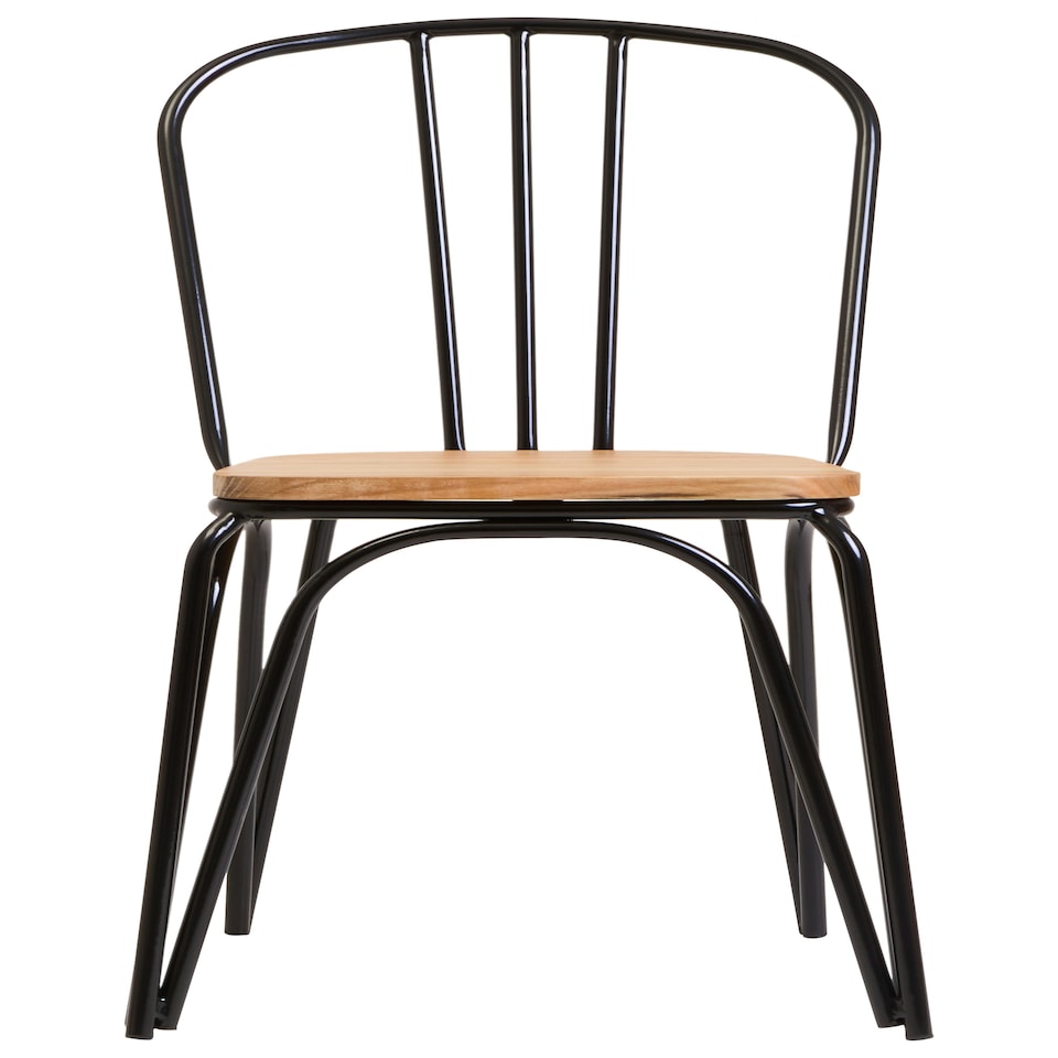 image 1 of District Dining Chair Elm Wood Seat With Black Finish Metal Frame Black
