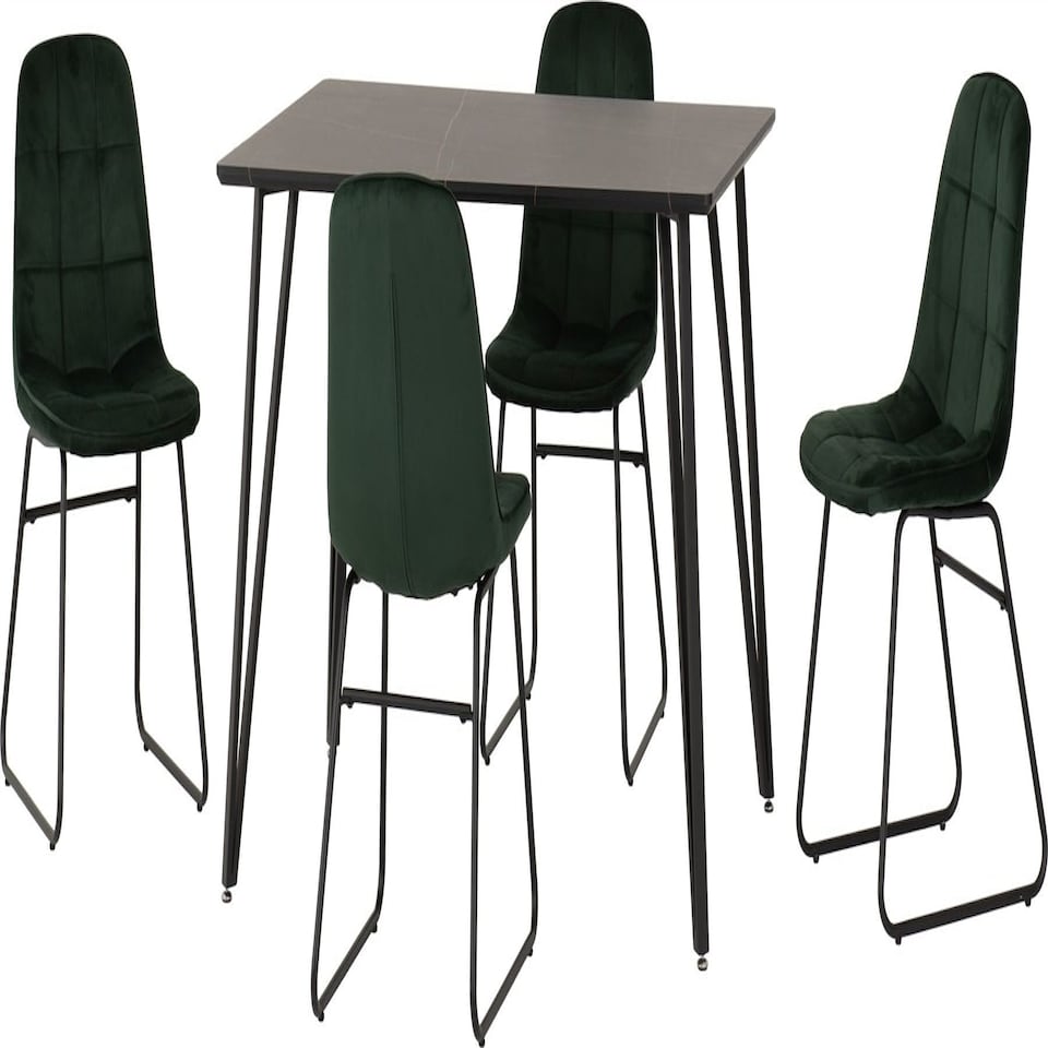 image 1 of Marlow Dining Set with Lukas Chairs Black | Black Marble/Grey