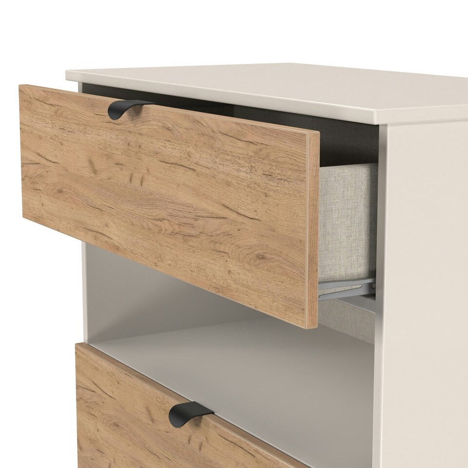 image 1 of Norway 3 Drawer Chest with Open Shelf in Gold Craft Oak and Kashmir Cream | Golden Oak