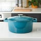 image 3 of Cooks Professional Cast Iron Casserole Set of 3 | 20cm, 26cm and 28cm | Enamelled Inside and Out | Graduated Teal